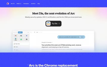 Arc Browser website copy preview